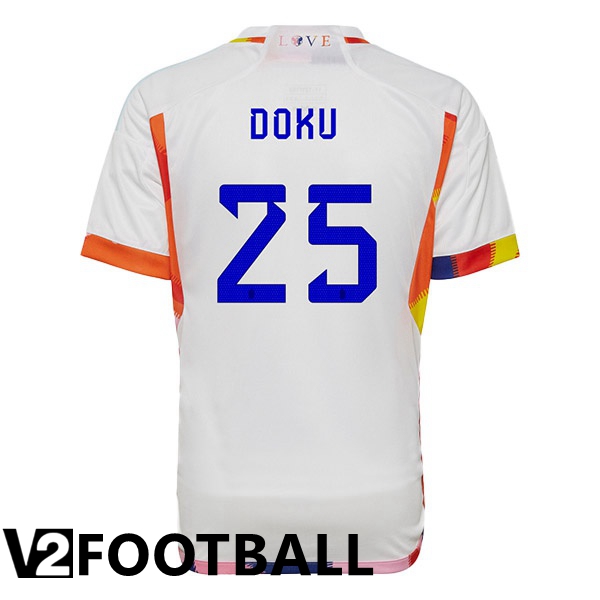 Belgium (DOKU 25) Away Shirts White World Cup 2022
