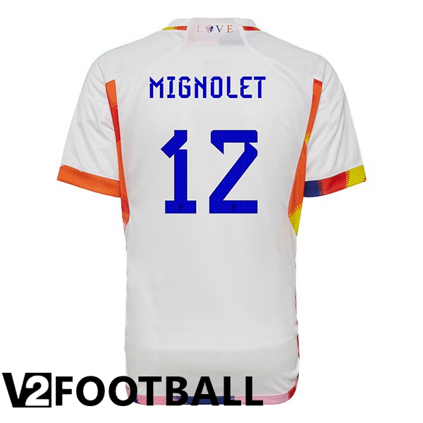 Belgium (MIGNOLET 12) Away Shirts White World Cup 2022
