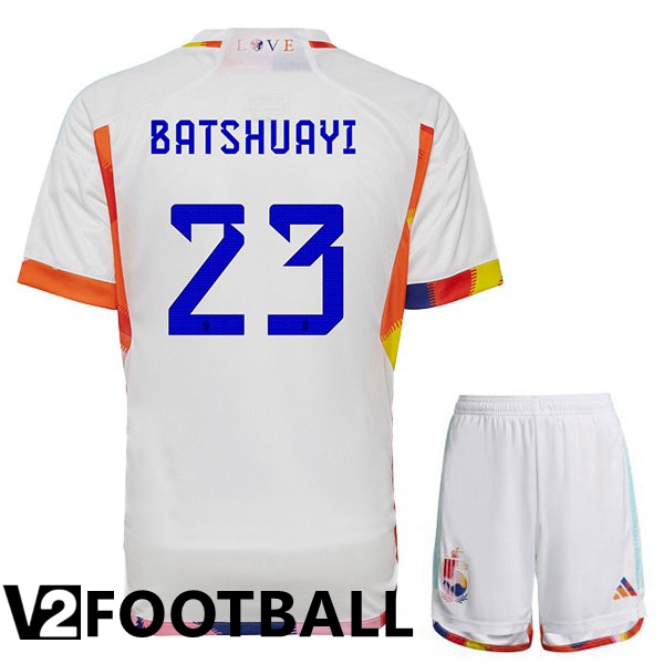 Belgium (BATSHUAYI 23) Kids Away Shirts White World Cup 2022