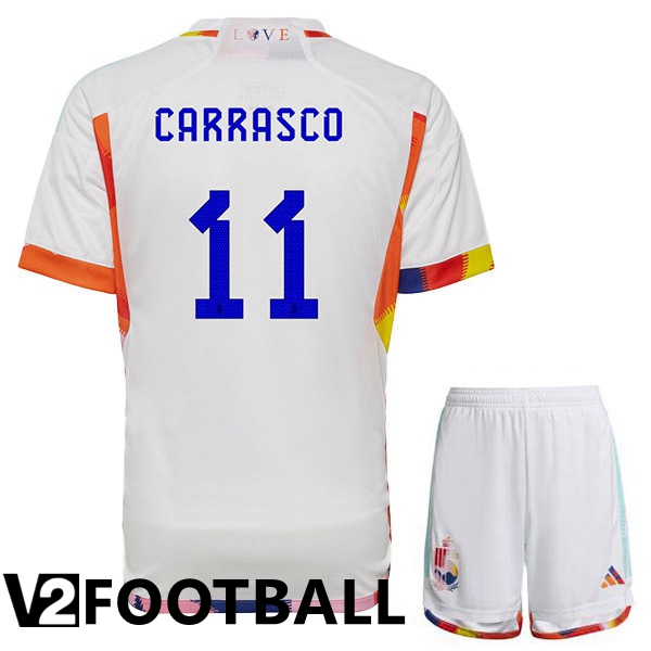 Belgium (CARRASCO 11) Kids Away Shirts White World Cup 2022