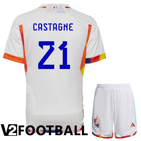 Belgium (CASTAGNE 21) Kids Away Shirts White World Cup 2022