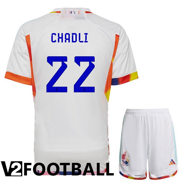 Belgium (CHADLI 22) Kids Away Shirts White World Cup 2022