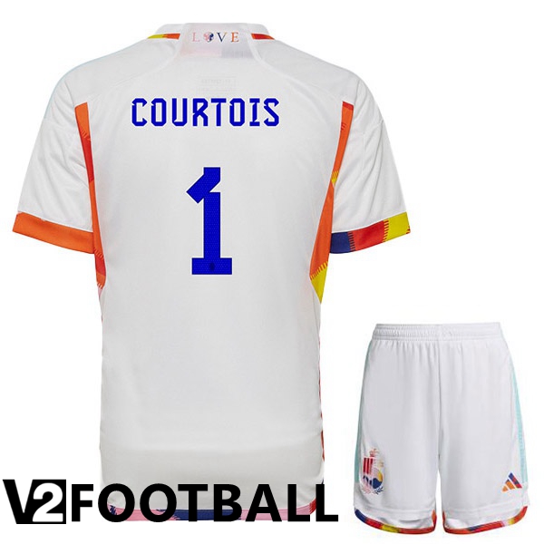 Belgium (COURTOIS 1) Kids Away Shirts White World Cup 2022