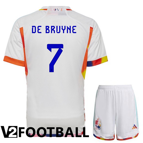 Belgium (DE BRUYNE 7) Kids Away Shirts White World Cup 2022