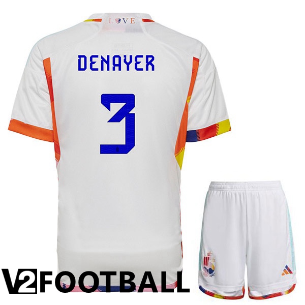 Belgium (DENAYER 3) Kids Away Shirts White World Cup 2022