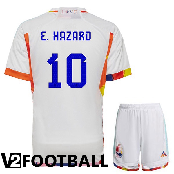 Belgium (E.HAZARD 10) Kids Away Shirts White World Cup 2022