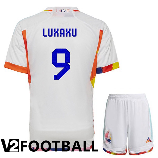 Belgium (LUKAKU 9) Kids Away Shirts White World Cup 2022