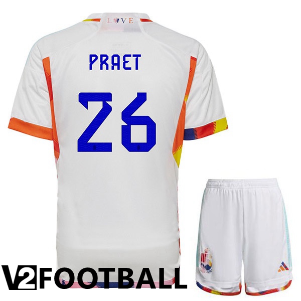 Belgium (PRAET 26) Kids Away Shirts White World Cup 2022