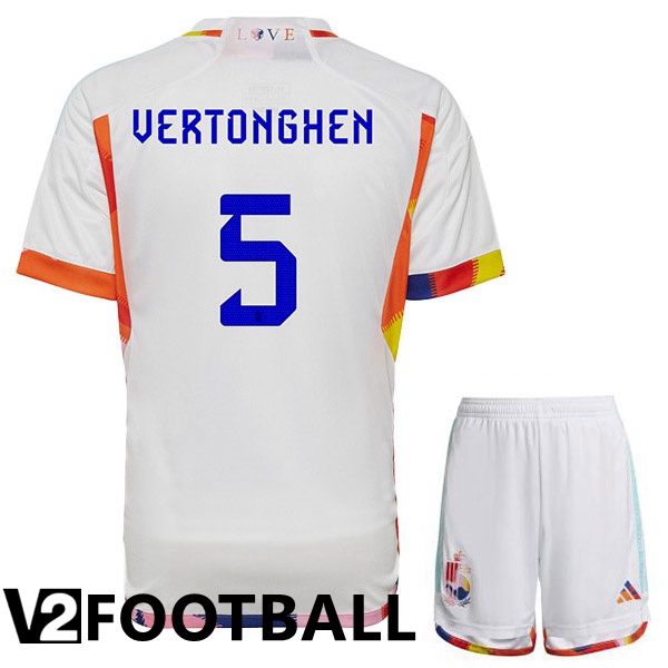 Belgium (GreenONGHEN 5) Kids Away Shirts White World Cup 2022