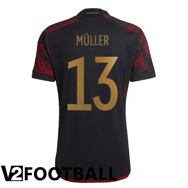 Germany (M脺LLER 13) Away Shirts Black World Cup 2022