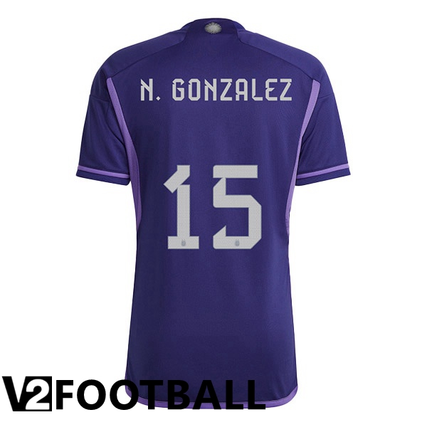 Argentina (N.GONZALEZ 15) Away Shirts Purple World Cup 2022