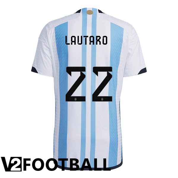 Argentina (LAUTARO 22) Home Shirts Blue White World Cup 2022