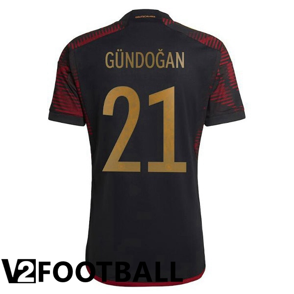 Germany (G脺NDOGAN 21) Away Shirts Black World Cup 2022