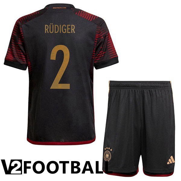 Germany (R脺DIGER 2) Kids Away Shirts Black World Cup 2022