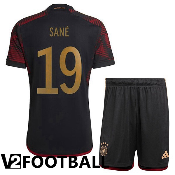 Germany (SAN脡 19) Kids Away Shirts Black World Cup 2022