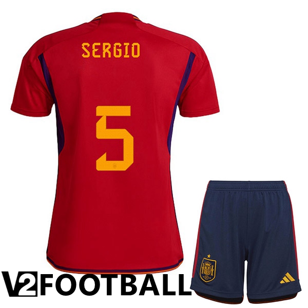 Spain (SERGIO 5) Kids Home Shirts Red 2023/2023