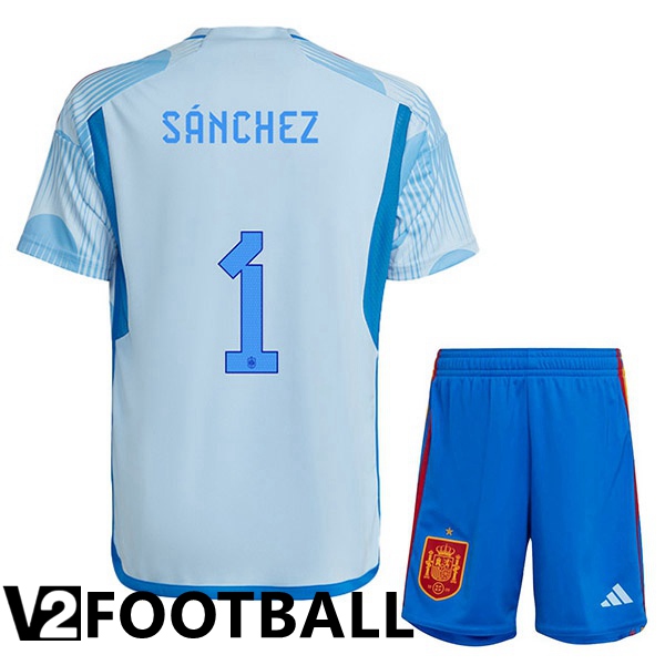 Spain (SÁNCHEZ 1) Kids Away Shirts Blue White 2023/2023