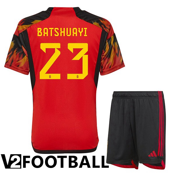 Belgium (BATSHUAYI 23) Kids Home Shirts Red 2023/2023