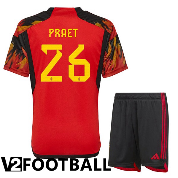 Belgium (PRAET 26) Kids Home Shirts Red 2023/2023