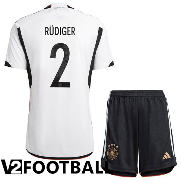 Germany (RÜDIGER 2) Kids Home Shirts Black White 2023/2023
