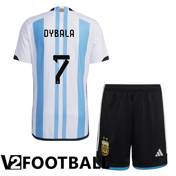 Argentina (DYBALA 7) Kids Home Shirts Blue White 2023/2023