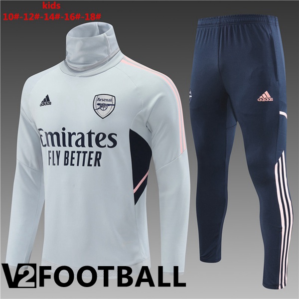 Arsenal High collar Kids Training Tracksuit Grey 2022/2023