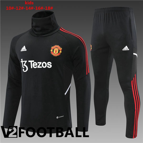 Manchester United High collar Kids Training Tracksuit Black 2022/2023