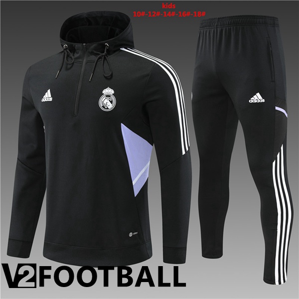 Real Madrid Kids Training Tracksuit Hoodie Black 2022/2023