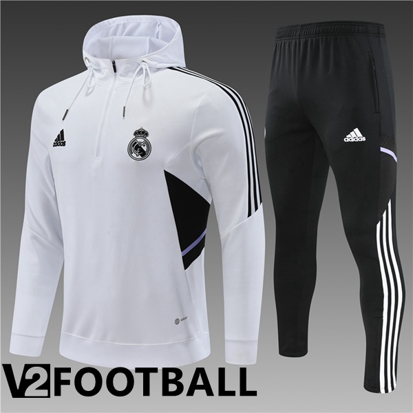 Real Madrid Kids Training Tracksuit Hoodie White 2022/2023