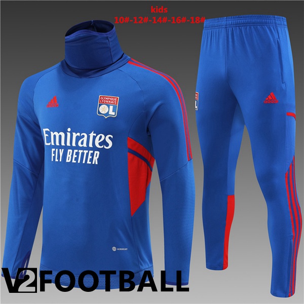 Olympique Lyon High collar Kids Training Tracksuit Blue 2022/2023