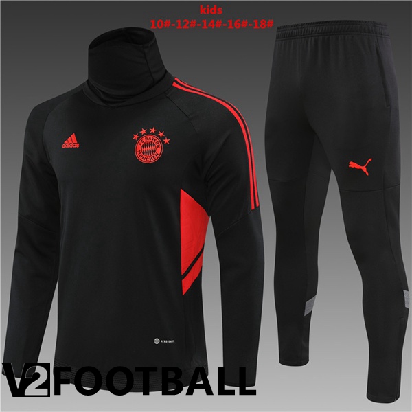 Bayern Munich High collar Kids Training Tracksuit Black 2022/2023