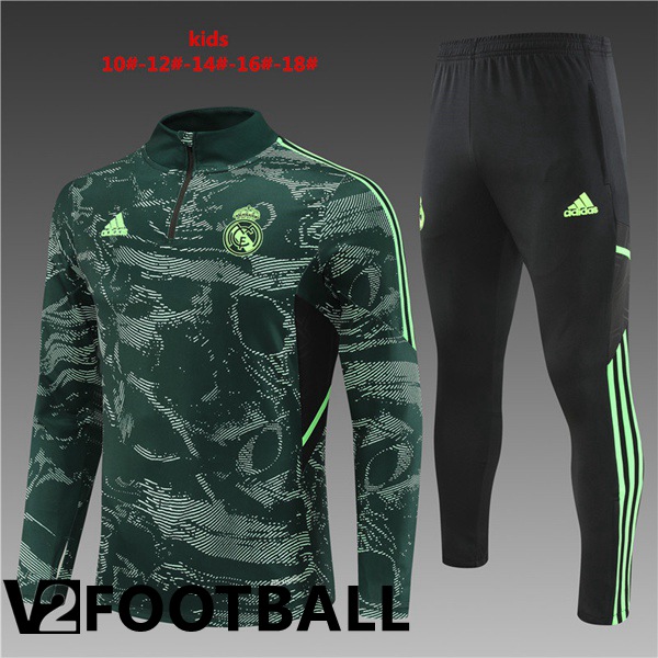 Real Madrid Kids Training Jacket Suit Green 2022/2023