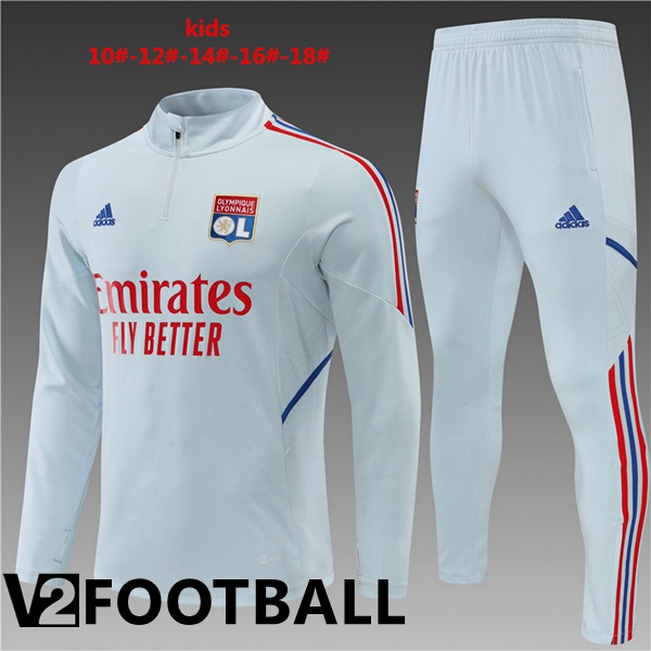 Olympique Lyon Kids Training Tracksuit Grey 2022/2023