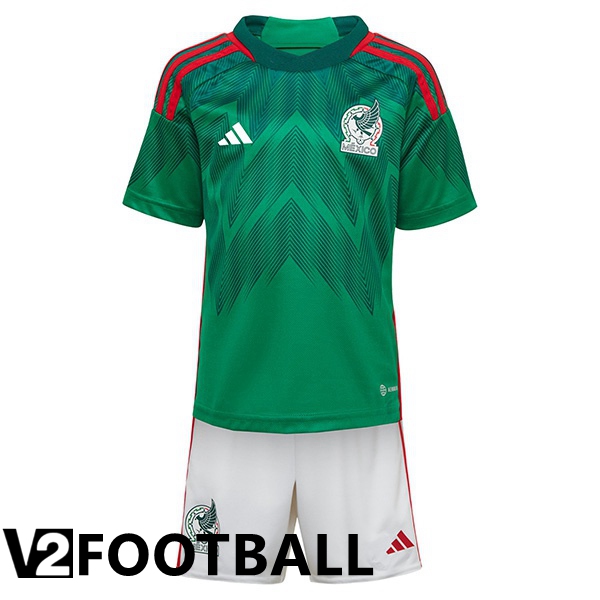 Mexico Kids Home Shirts Green World Cup 2022