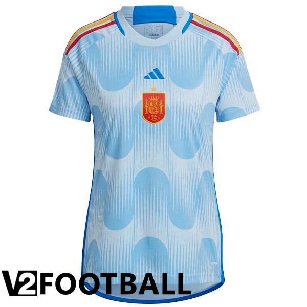 Spain Womens Away Shirts Blue White World Cup 2022
