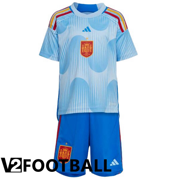 Spain Kids Away Shirts Blue White World Cup 2022