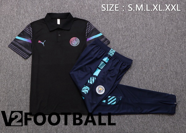 Manchester City Polo Shirts + Pants Black 2022/2023