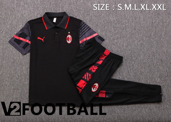 AC Milan Polo Shirts + Pants Black 2022/2023