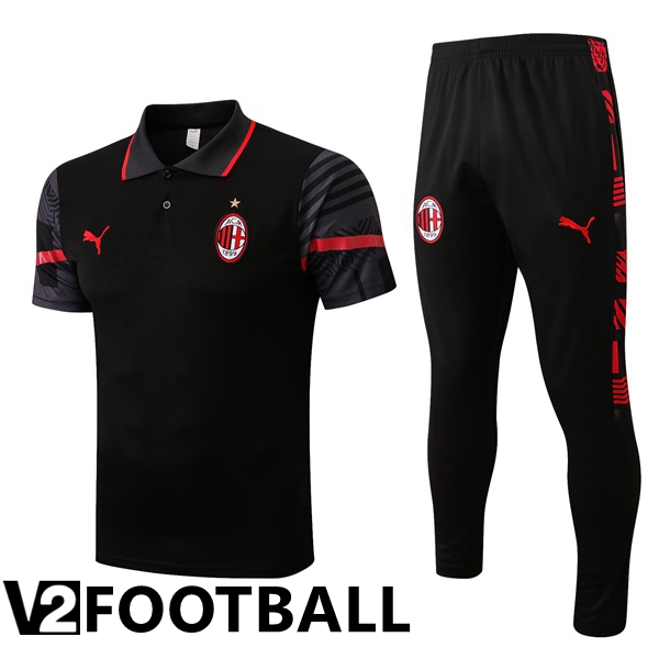 AC Milan Polo Shirts + Pants Black 2022/2023