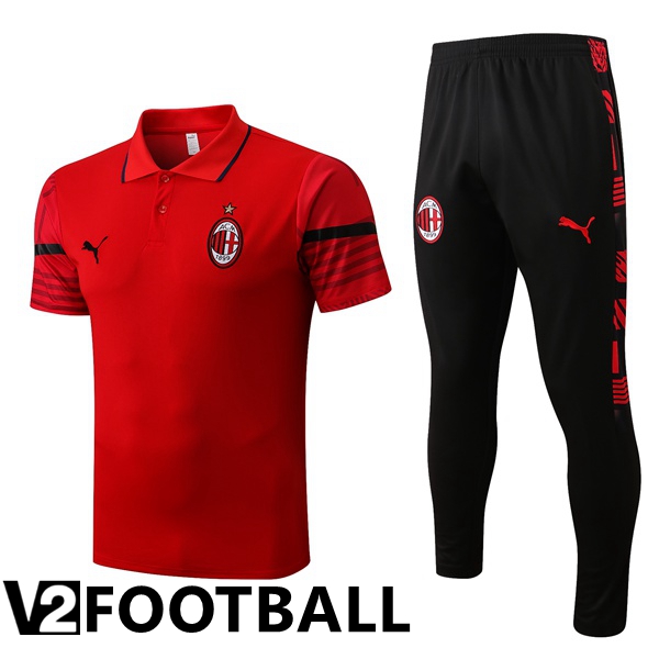 AC Milan Polo Shirts + Pants Red 2022/2023