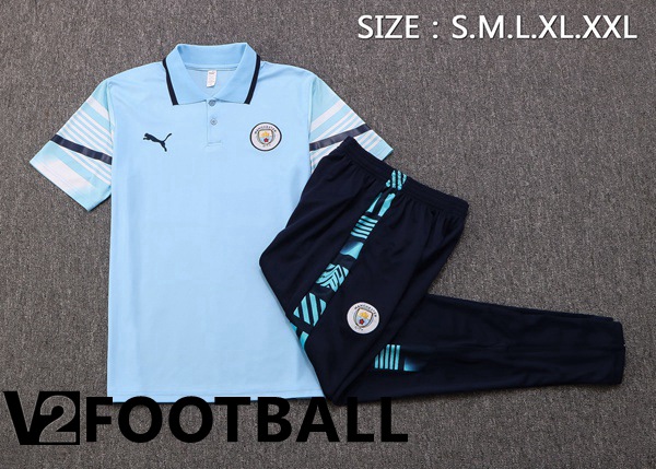 Manchester City Polo Shirts + Pants Blue 2022/2023