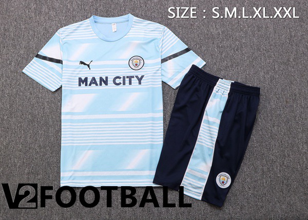 Manchester City Training T Shirt + Shorts Blue 2022/2023