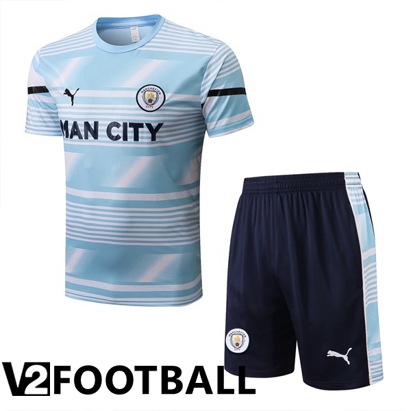 Manchester City Training T Shirt + Shorts Blue 2022/2023