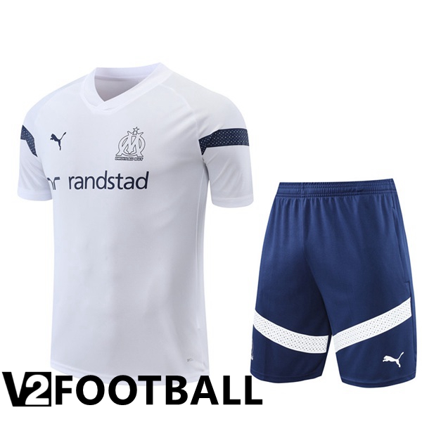 Olympique MarseilleTraining T Shirt + Shorts White 2022/2023