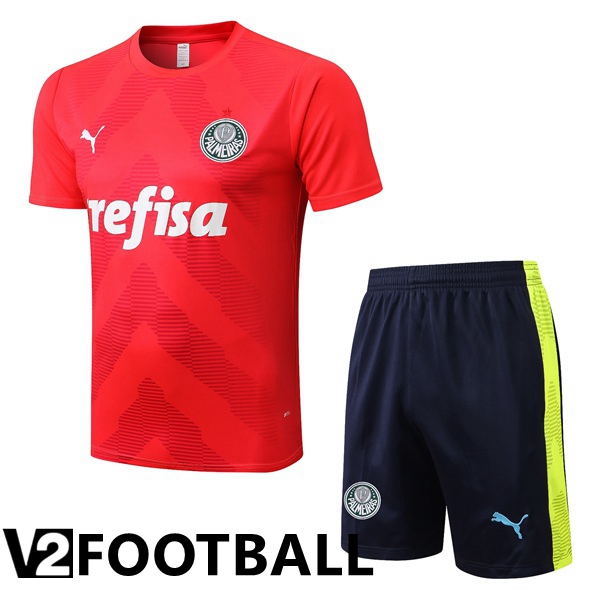 Palmeiras Training T Shirt + Shorts Red 2022/2023