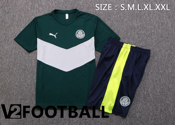 Palmeiras Training T Shirt + Shorts Green White 2022/2023