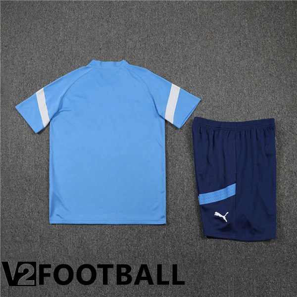 Manchester City Training T Shirt + Shorts Blue 2022/2023