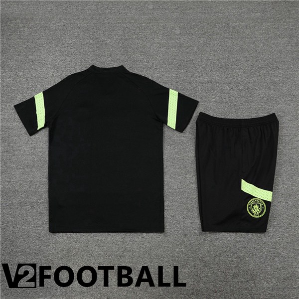 Manchester City Training T Shirt + Shorts Black 2022/2023