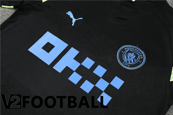 Manchester City Training T Shirt + Shorts Black 2022/2023