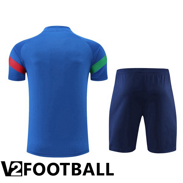 Italy Training T Shirt + Shorts Blue 2022/2023